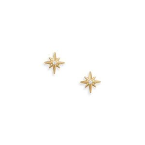 14 Karat Gold Plated CZ Star Stud Earrings